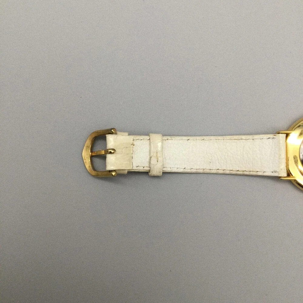 Moulin Womens Watch 32mm Gold Tone Case White Leather Strap New Battery